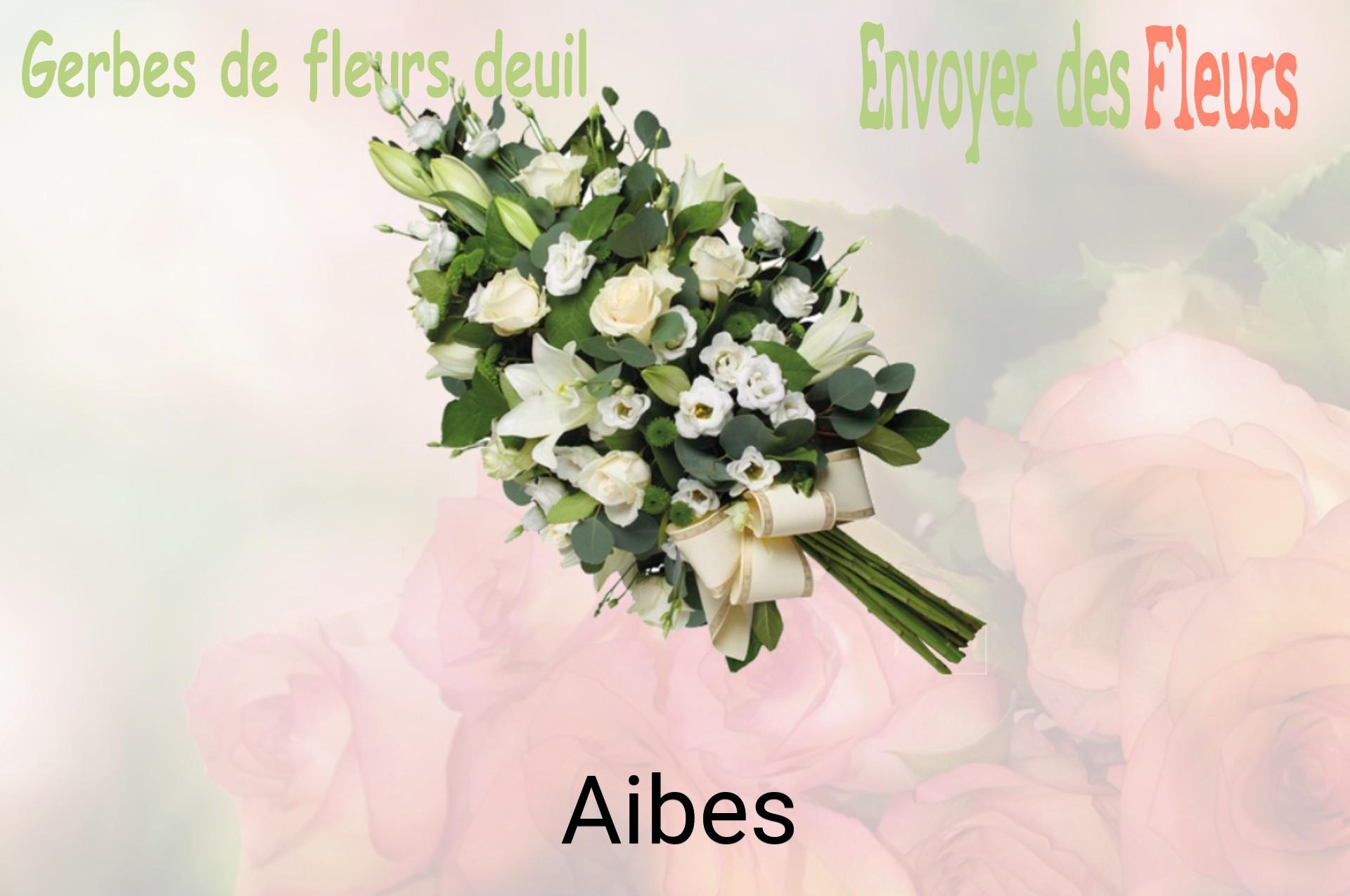 Gerbe de fleurs de deuil livrée à Aibes
